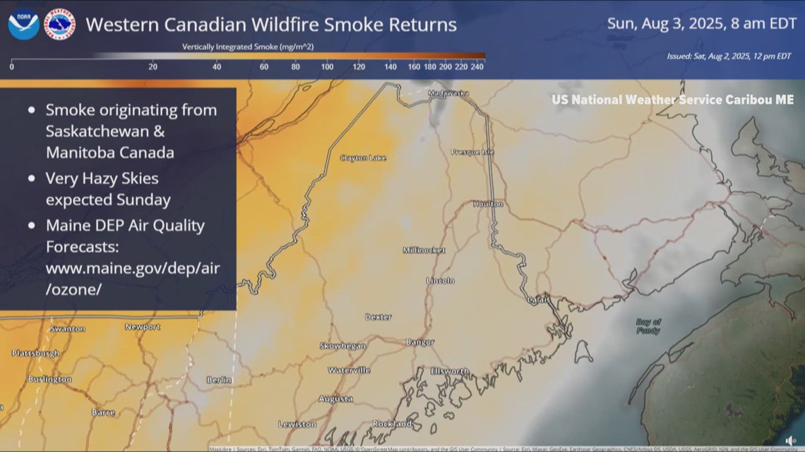 Canadian wildfire smoke pushes air quality to 'unhealthy' levels in parts of Maine