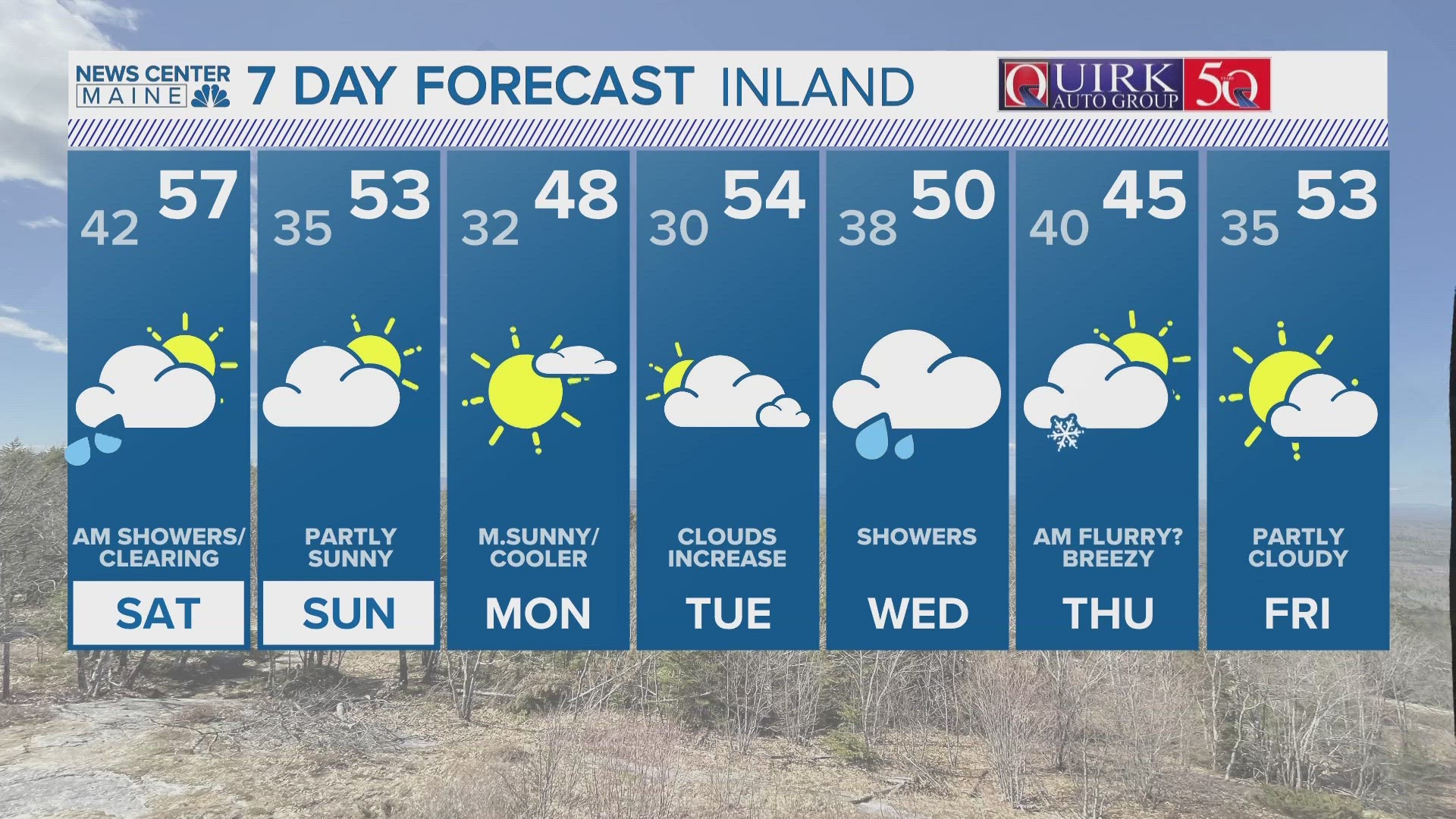 NEWS CENTER Maine Weather Video Forecast: UPDATED 6 p.m. Friday, April 19, 2024.