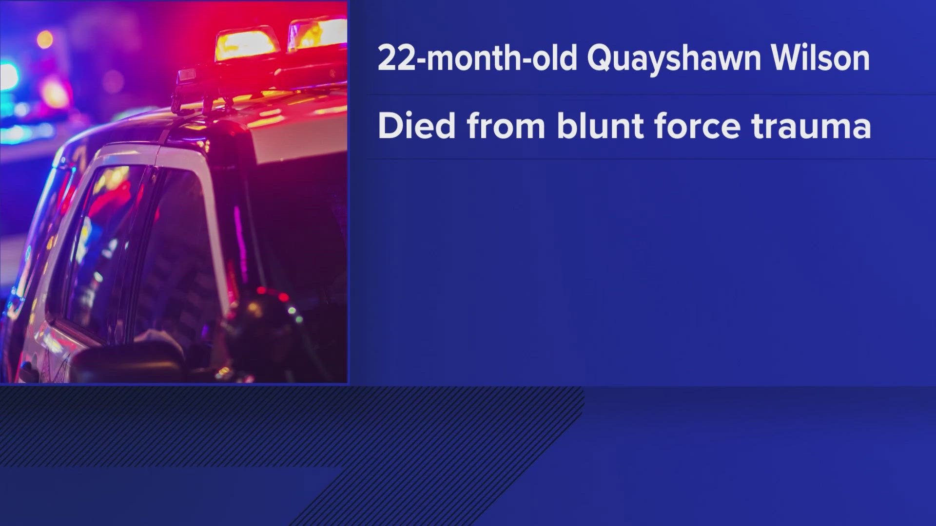 The Office of Chief Medical Examiner deemed 22-month-old Quayshawn Wilson's death a homicide, ruling blunt force trauma as the child's cause of death.