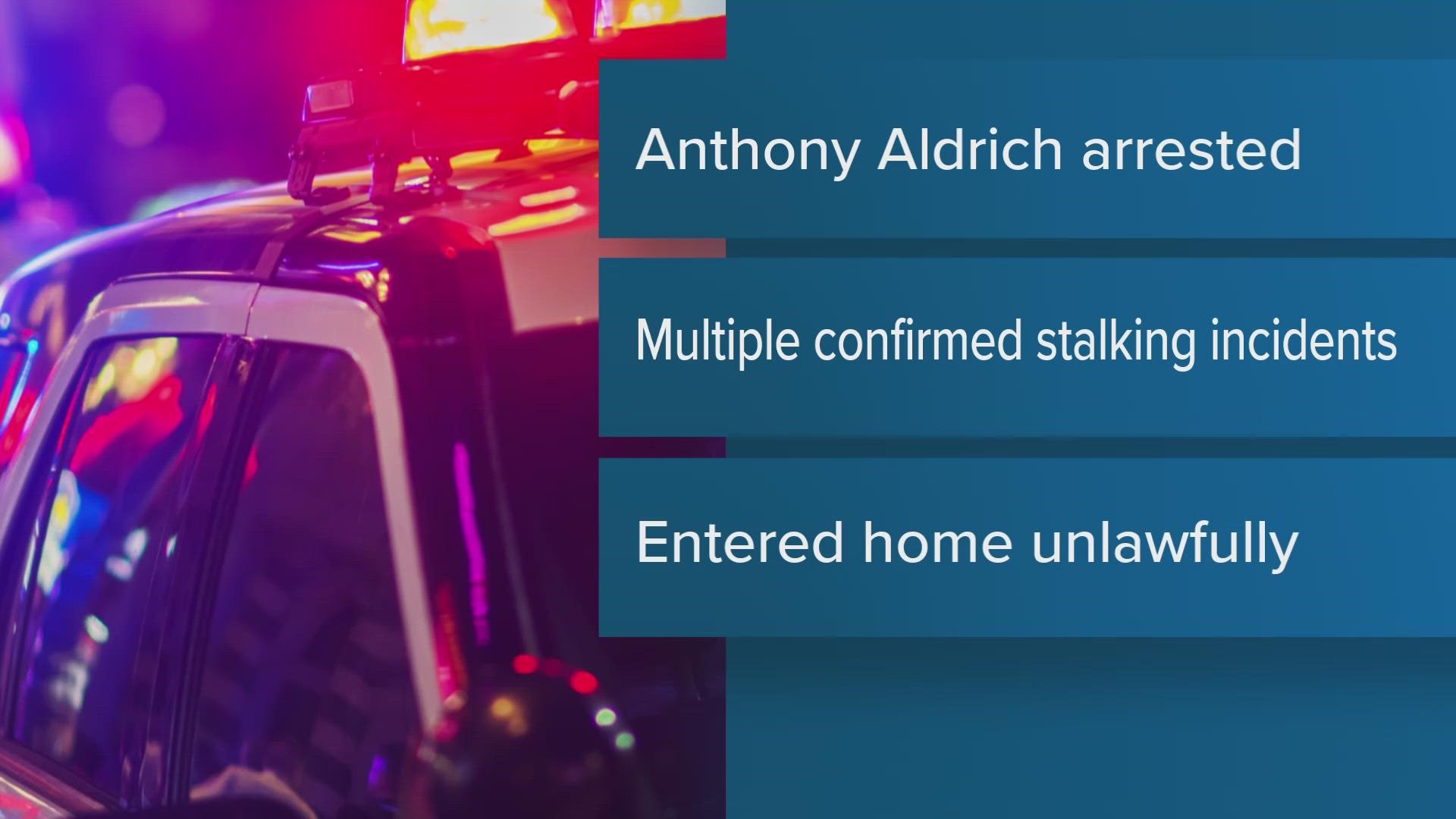 Anthony Aldrich reportedly followed a teenage girl to a Super Bowl party in Oxford and unlawfully entered the home. He has been accused of other stalking incidents.