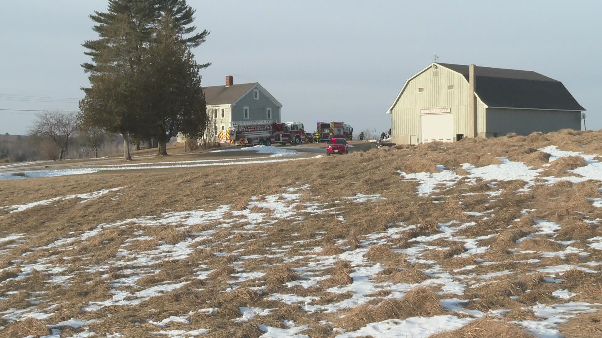 Firefighters were able to save three tractors, a truck and a boat from a barn fire on Woodville Rd. in Falmouth Sunday