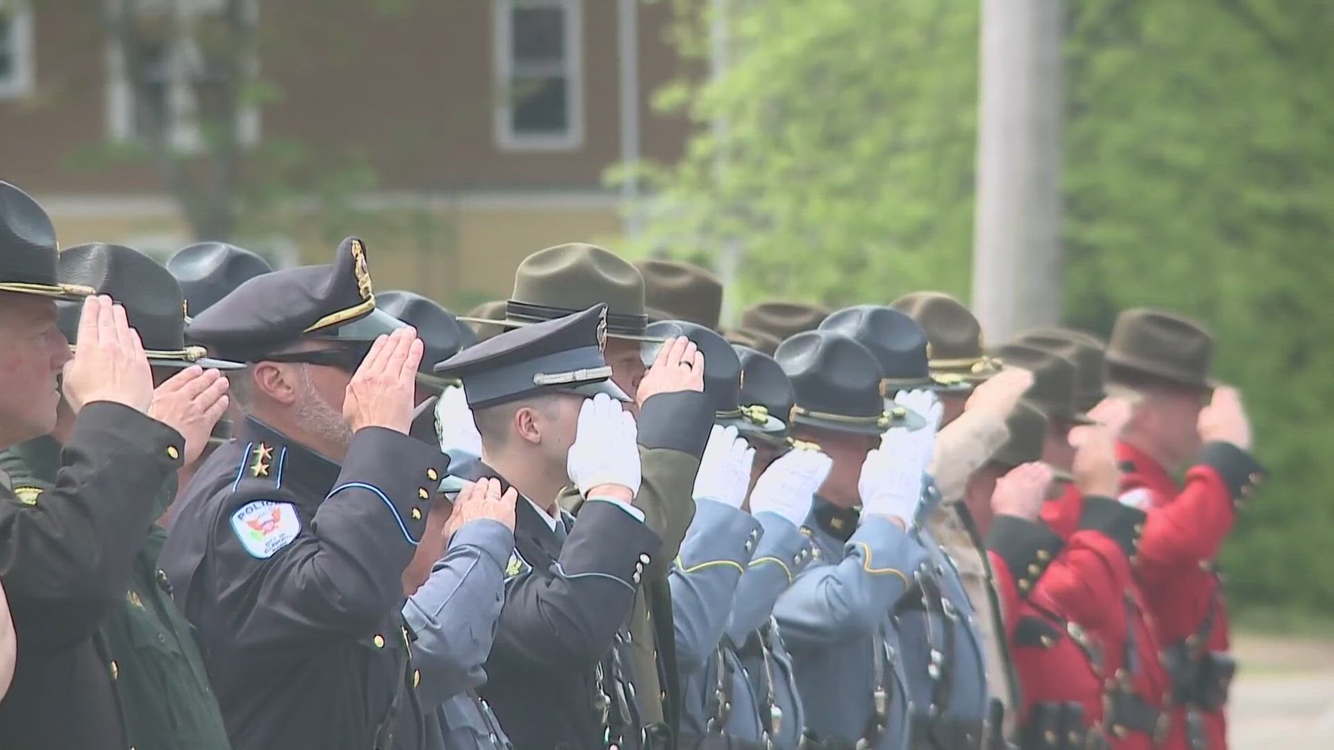 The annual observance was held Tuesday morning at the Maine Law Enforcement Officers Memorial on State Street near the State Capitol in Augusta.
