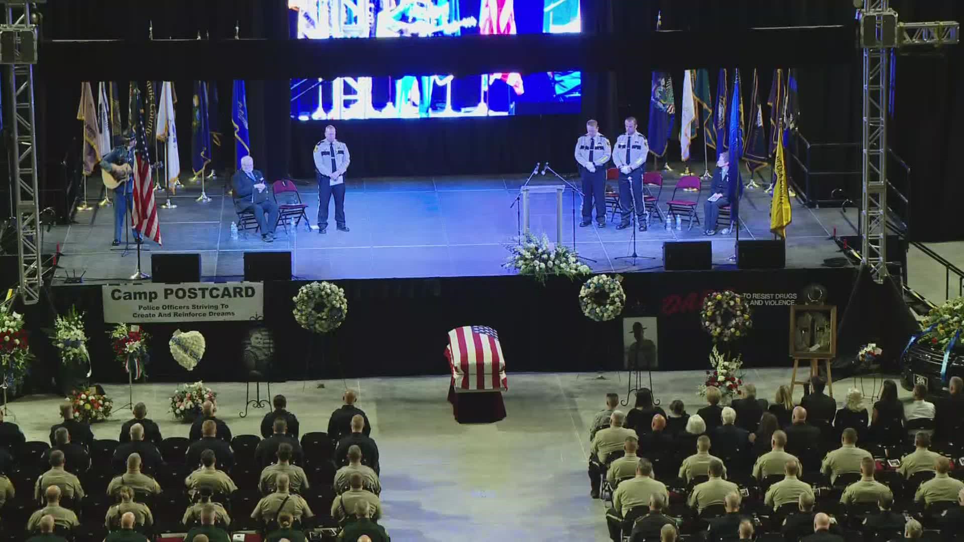 A funeral service to honor and remember Deputy Gross was held at the Cross Insurance Center in Bangor on Thursday.
