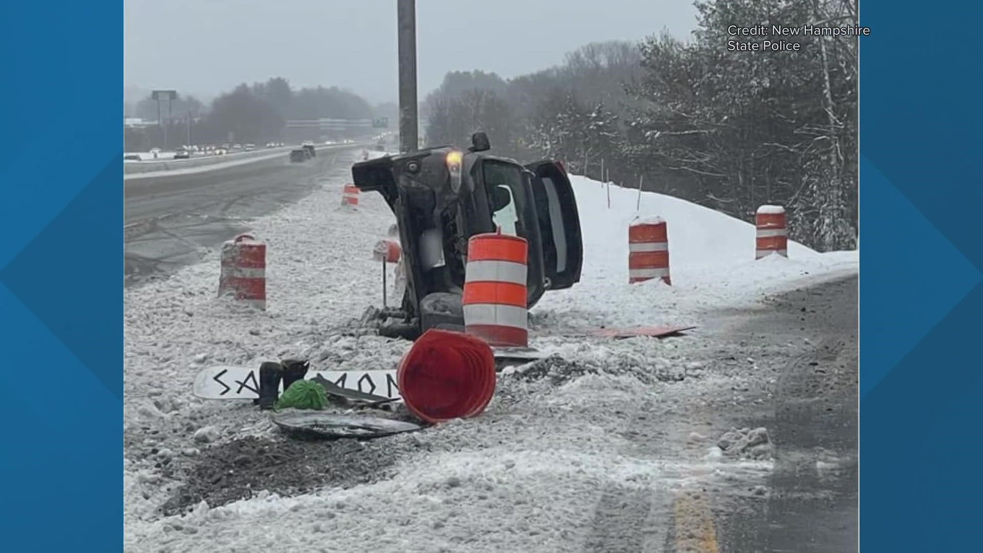 Since 11 p.m. Wednesday, New Hampshire State Police have responded to more than 60 spin-outs, vehicles off the road, and crashes throughout the state.