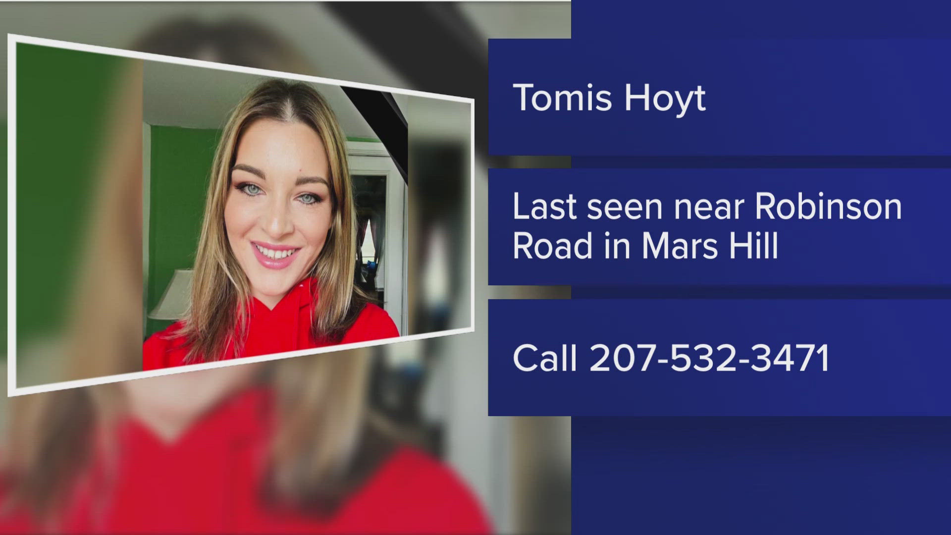 The Aroostook County Sheriff's Office said it is searching for Tomis Hoyt to check on her well-being. 