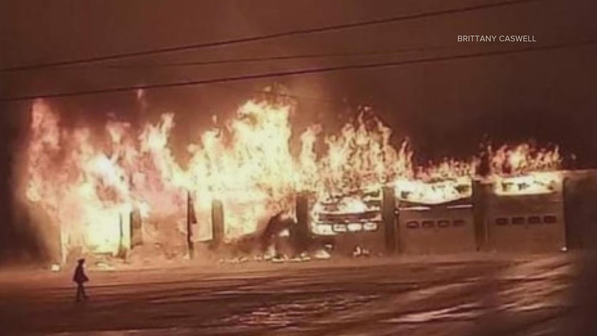 The 8-bay garage on Academy Road stores plow trucks and loaders, according to a spokeswoman.