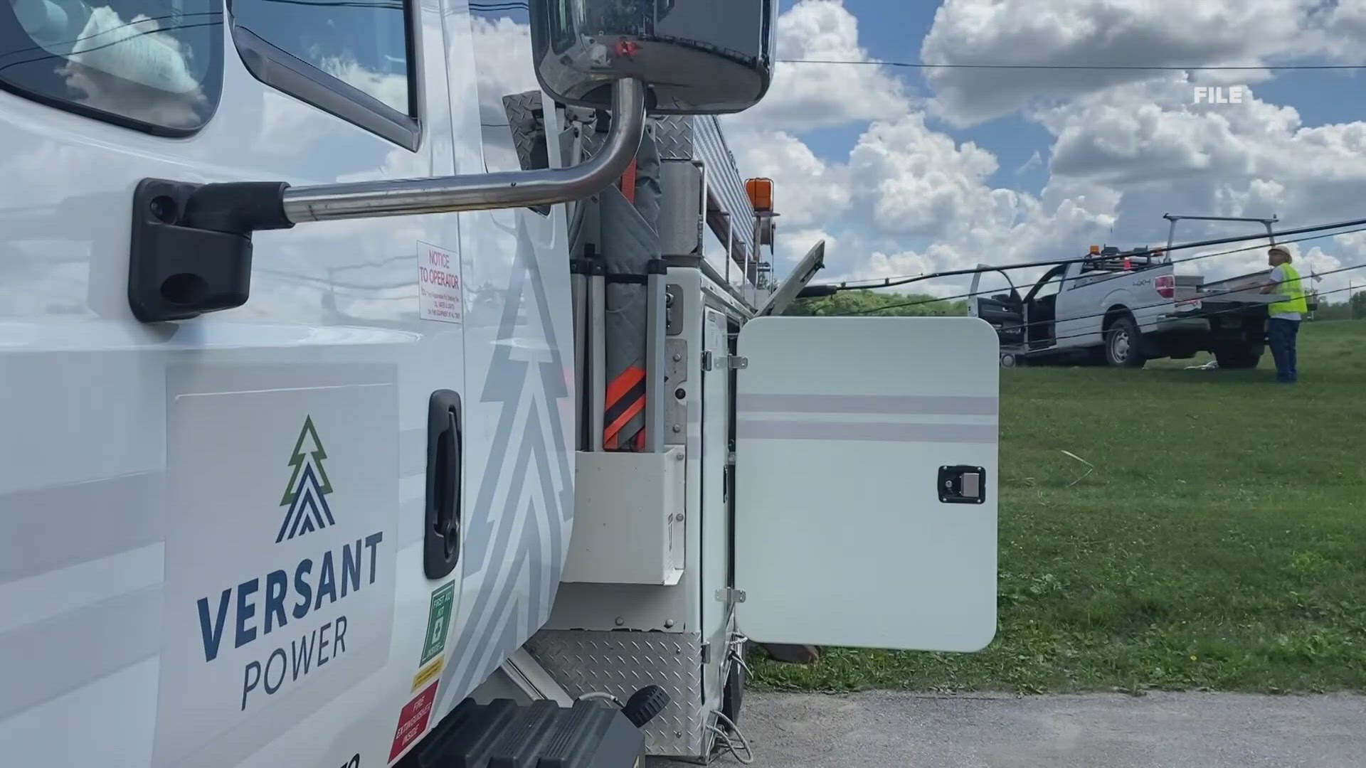 Roughly 10,500 Versant Power customers were without power Sunday morning due to a temporary loss of power supply from Canada.