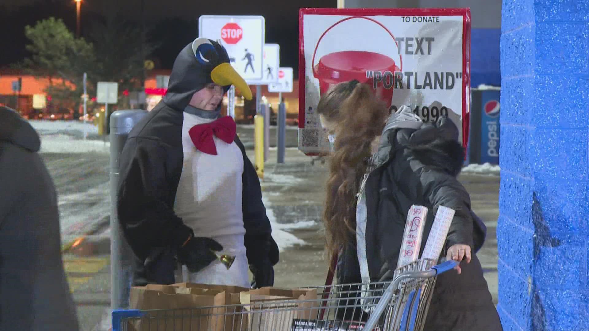 A volunteer dressed in a penguin costume is working to help raise more money for the charity.