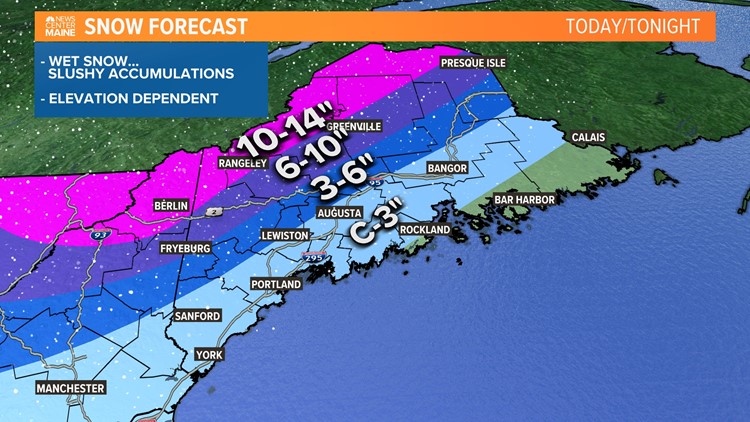 Rain switches to wet snow in Maine today