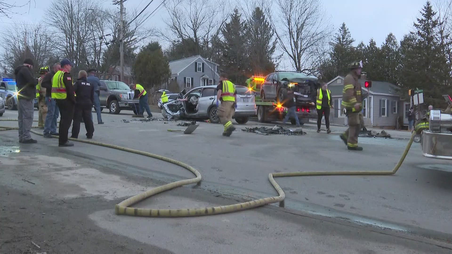 The crash happened at the intersection of West River Road and Kennedy Memorial Drive in Waterville Monday afternoon.