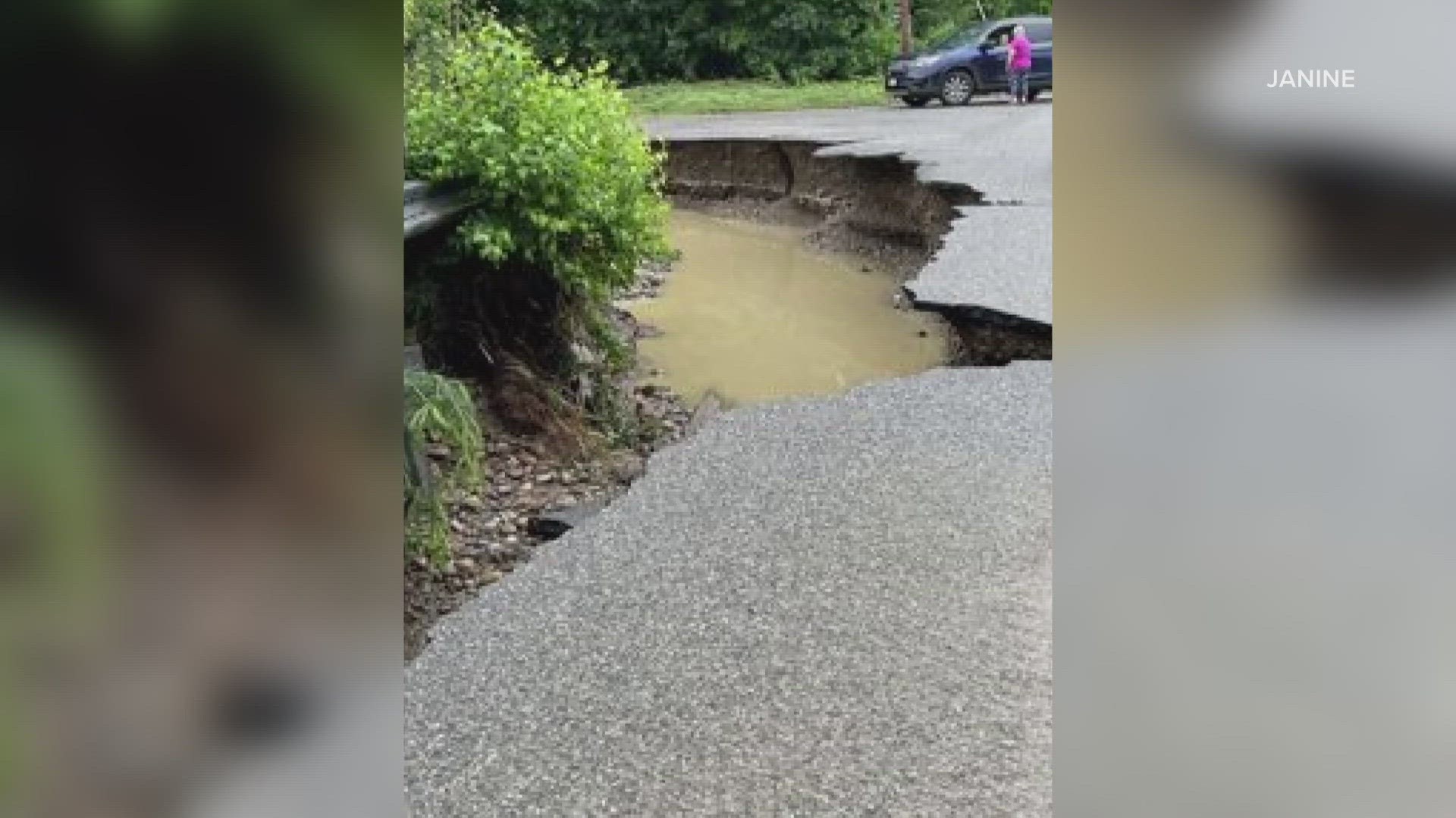 The town of Andover got just under 6 inches of rain within three hours. Many roads are washed out or are not passable.