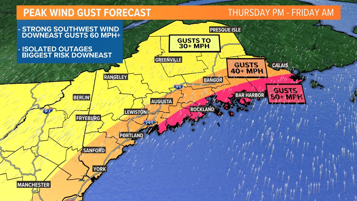 Wind and rain storm begins in Maine Thursday, February 17 ...