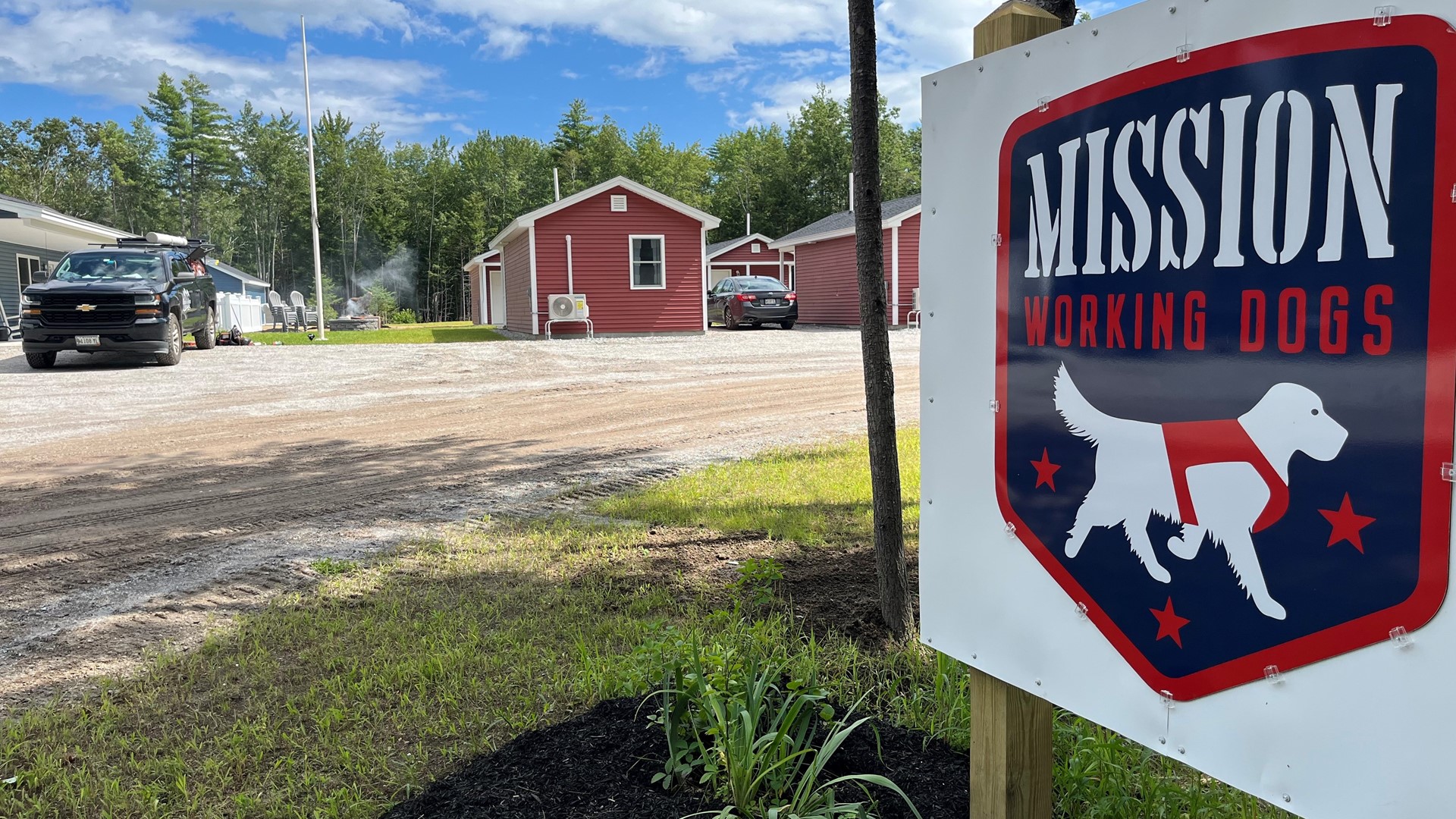 The Mission Working Dogs Campus has cabins where clients can stay and get to know their service dogs.