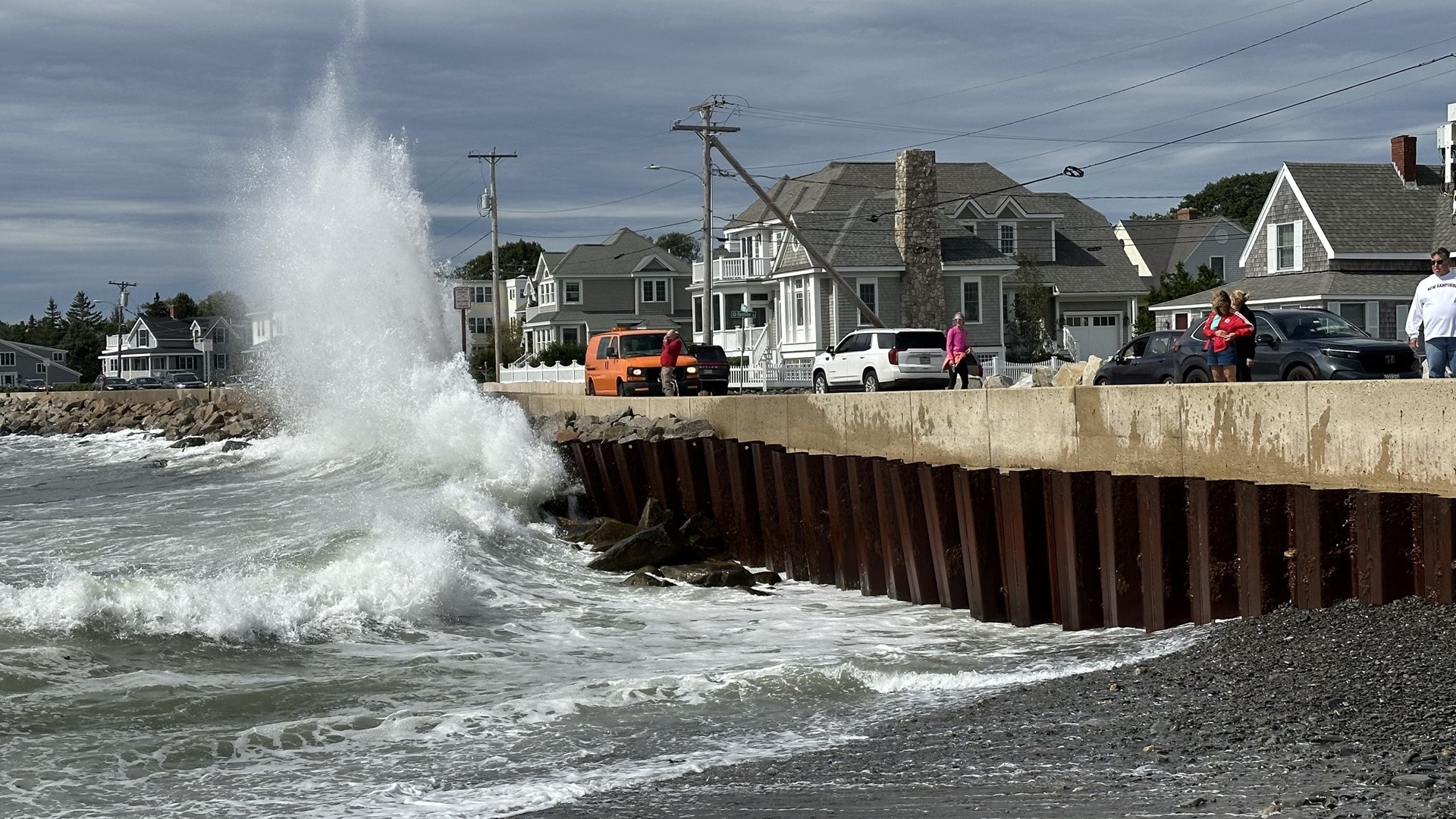 Waves were fierce and powerful but the sun was shining Saturday at Middle Beach in Kennebunk.