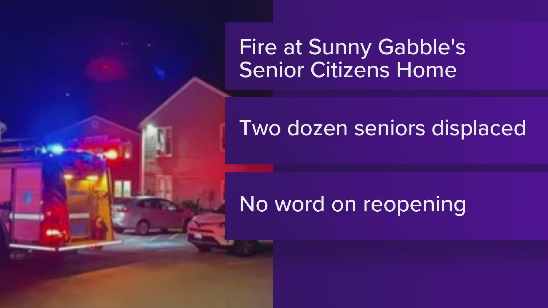 About two dozen seniors were displaced after a fire at Sunny Gables Senior Citizens Home in Glenburn Friday night.