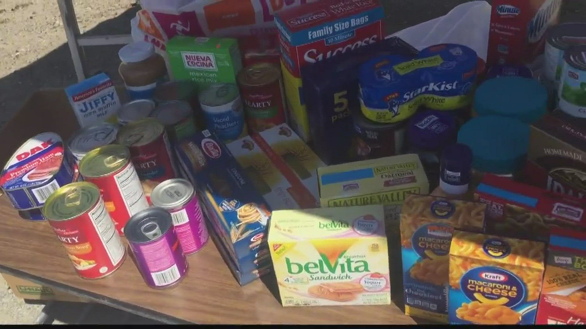 Maine Governor welcomes food drive participants.