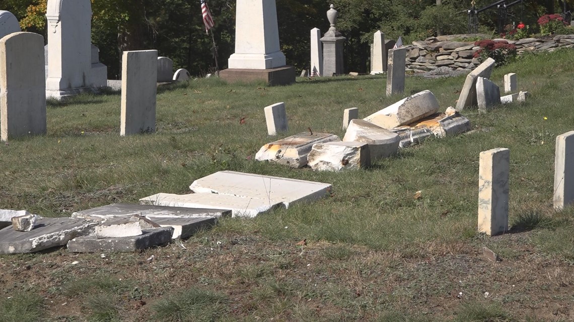 Kenduskeag cemetery committee members pick up the pieces after car