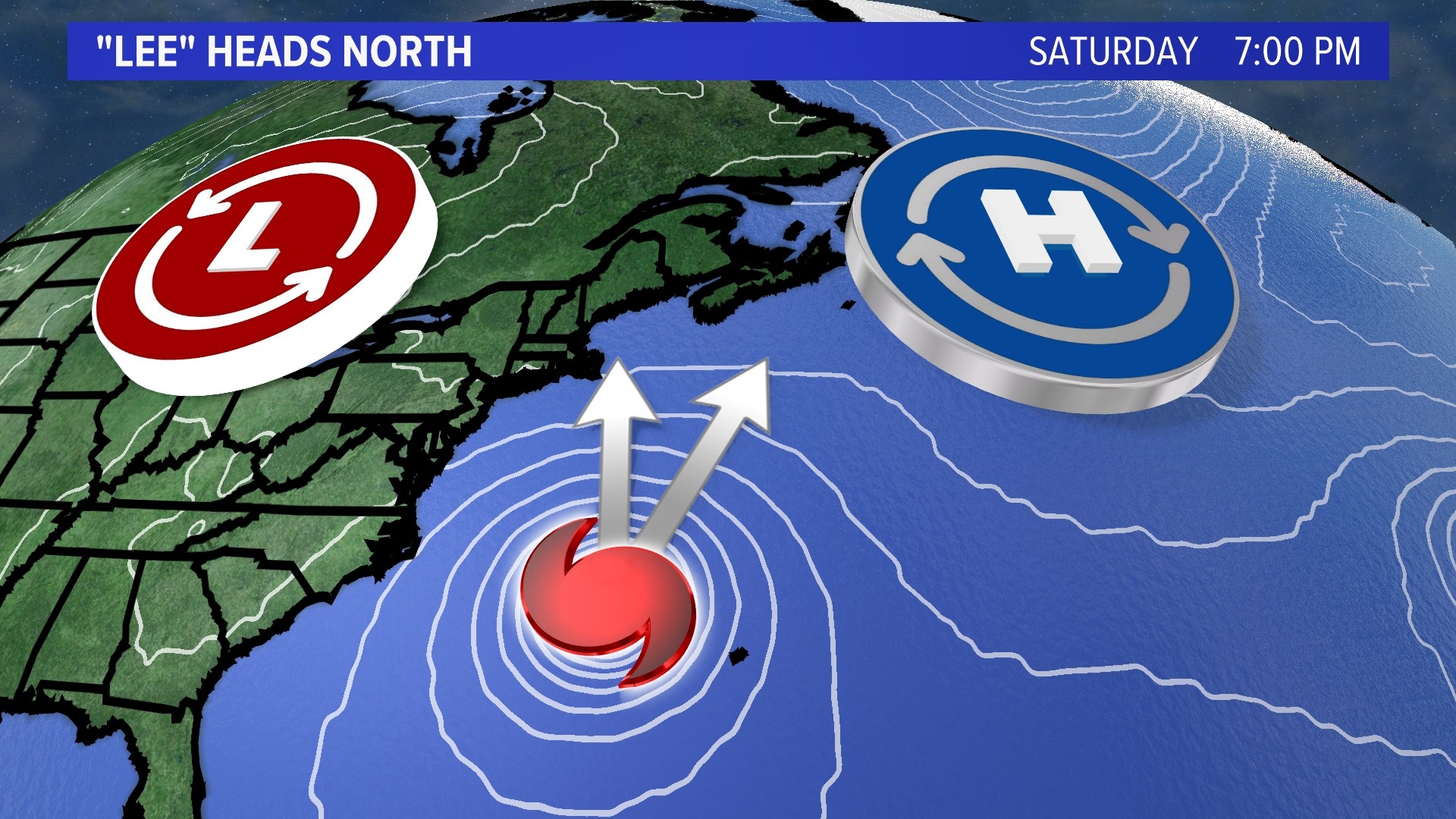 Lee is forecast to slow down in the Atlantic this week before getting a nudge northward.