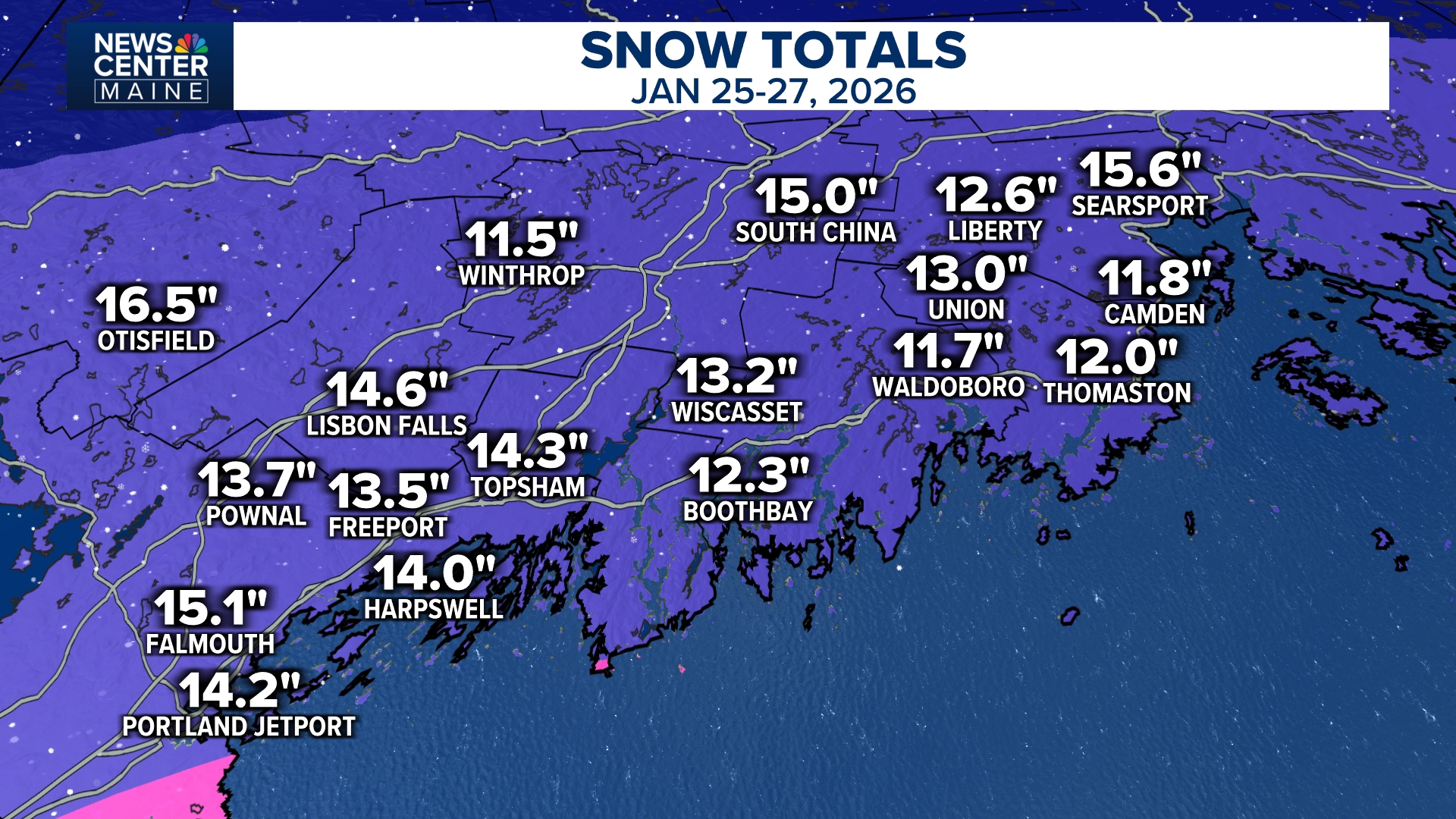 Winter storm brings well over a foot of snow to most of Maine ...