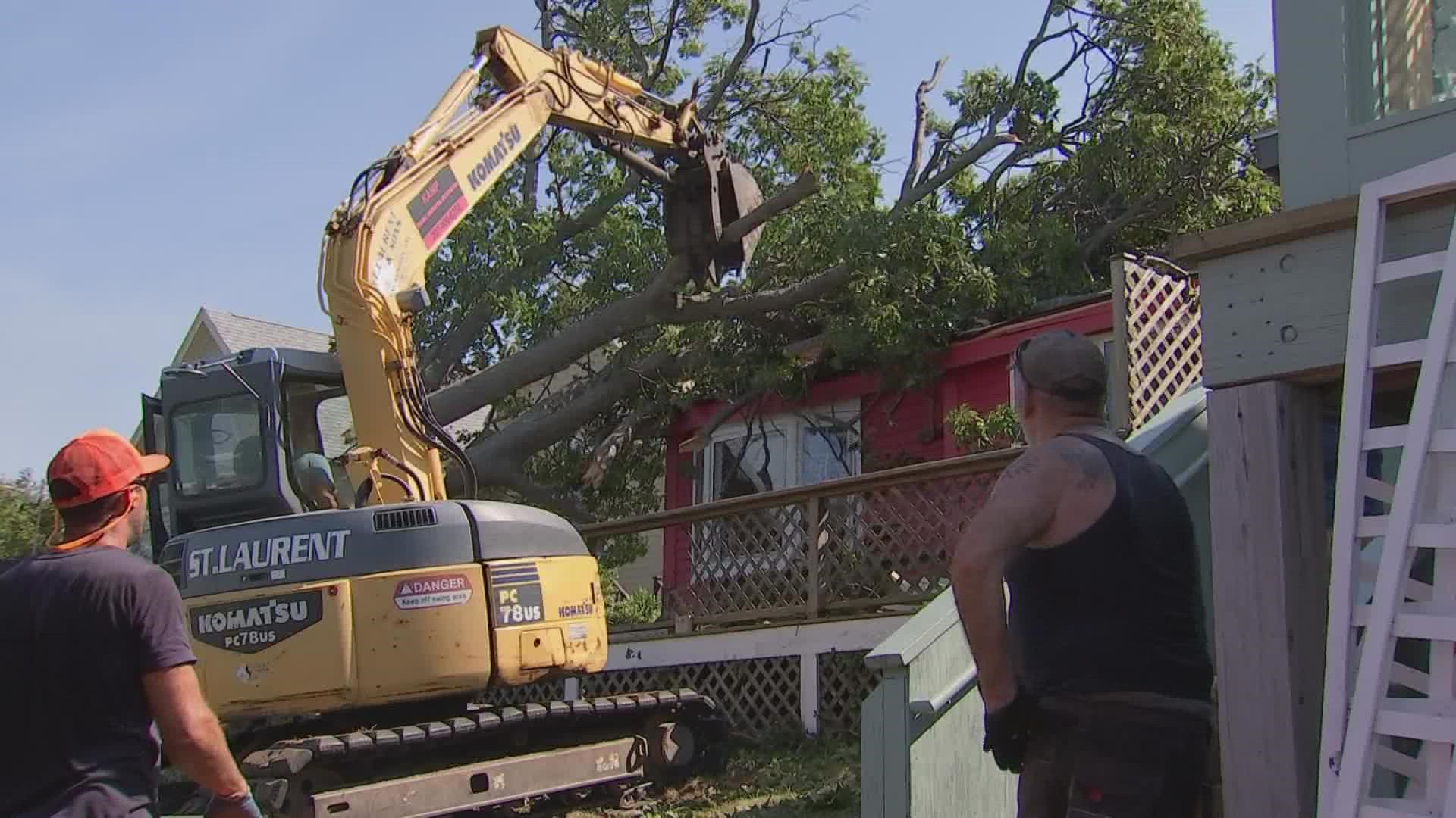 Many Peak's Island businesses and residences were damaged in severe weather on Friday that broke an 1892 rainfall record.