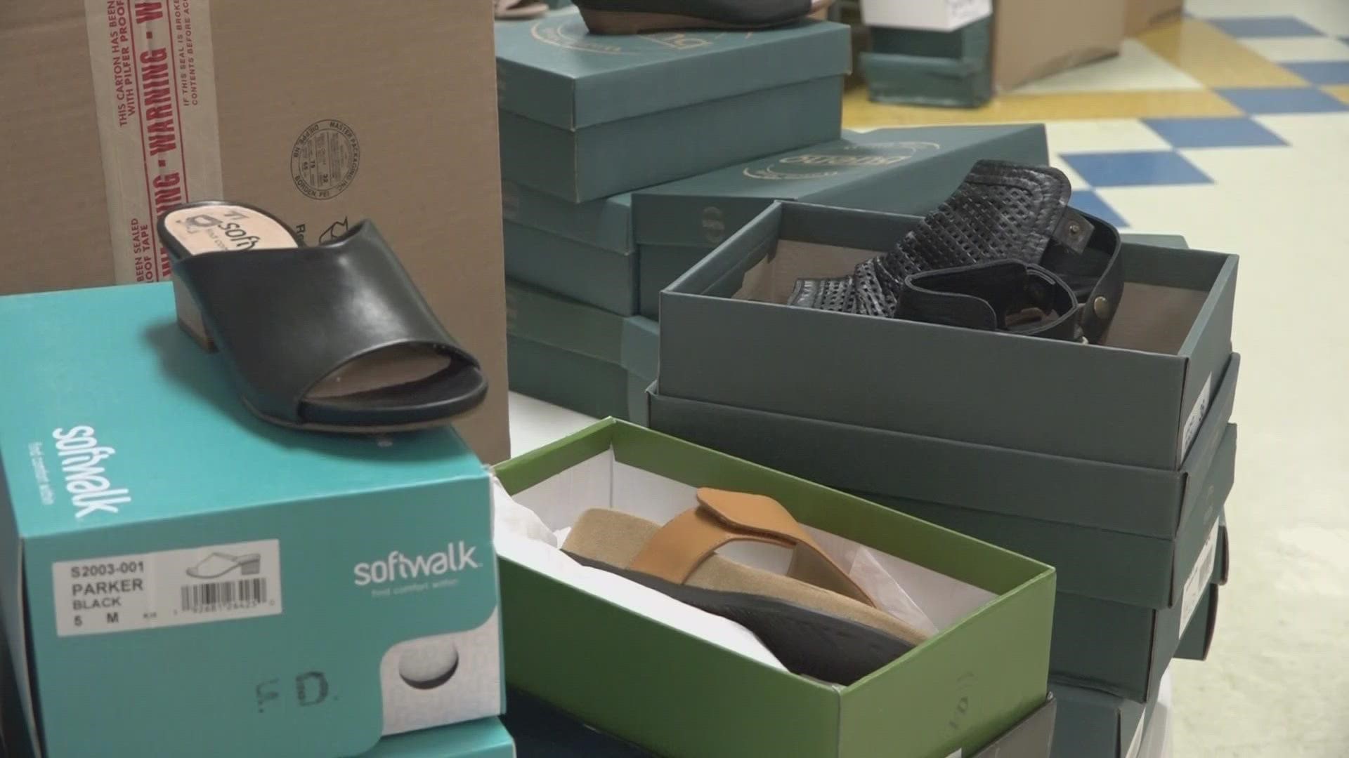 Holy Family Catholic Church had over 2,000 pairs of women's shoes donated to their thrift shop from a local distributor, Phoenix Footwear.