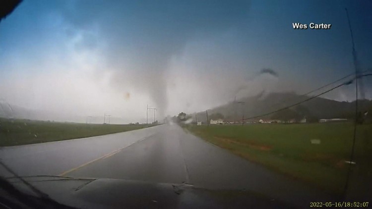 Dashcam captures tornado in NH on Monday