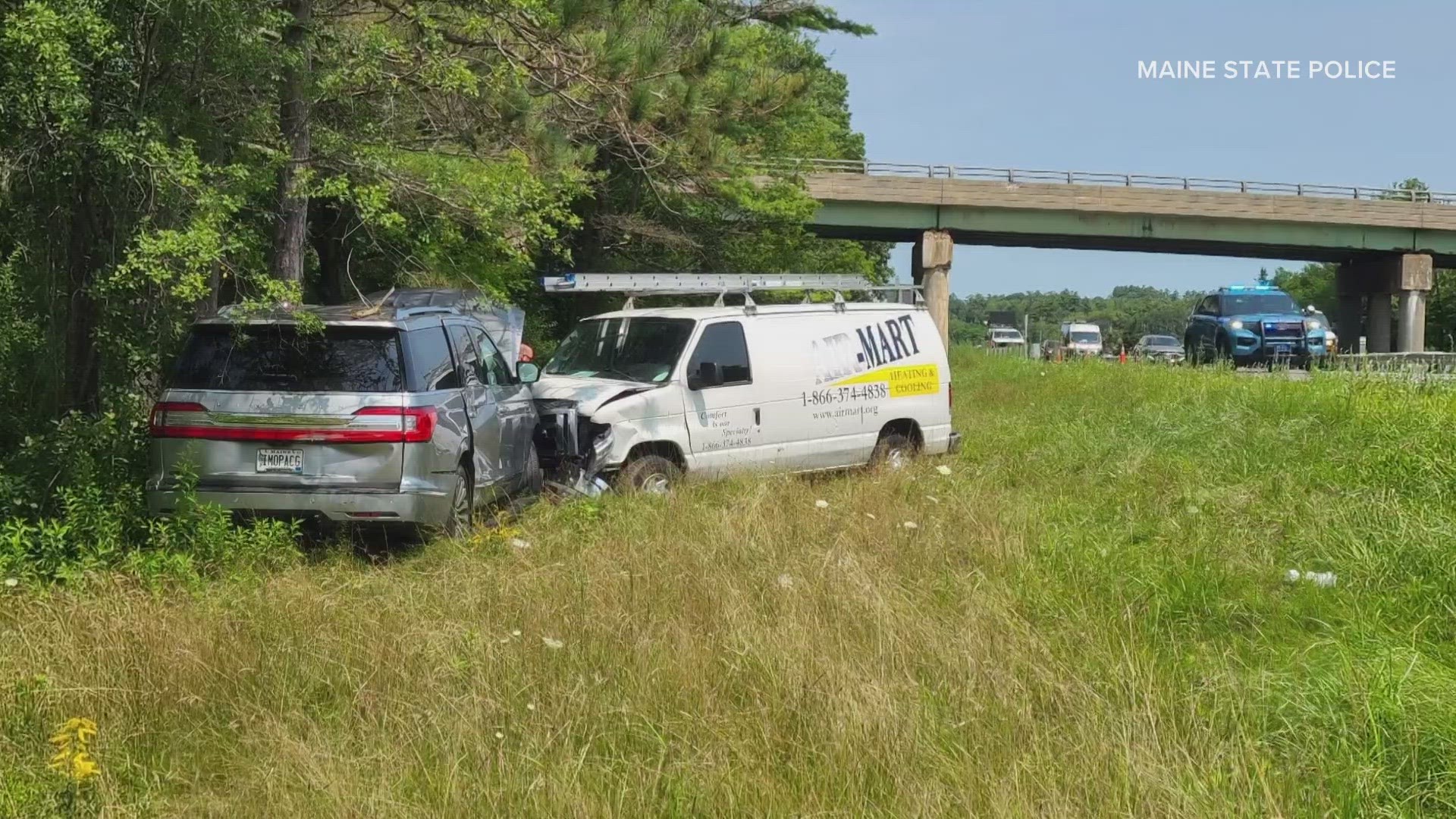 Two people sustained minor injuries in the crash and were taken to a local hospital for treatment, officials said.