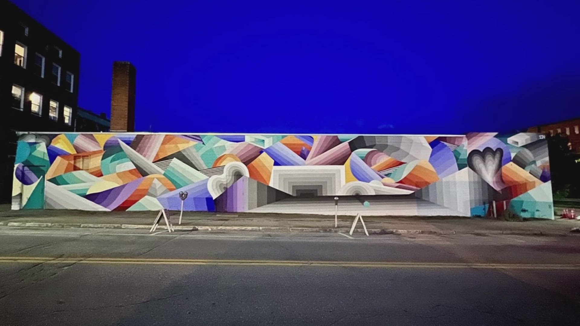 Lewiston debuts bright new mural by Nathan Brown | newscentermaine.com