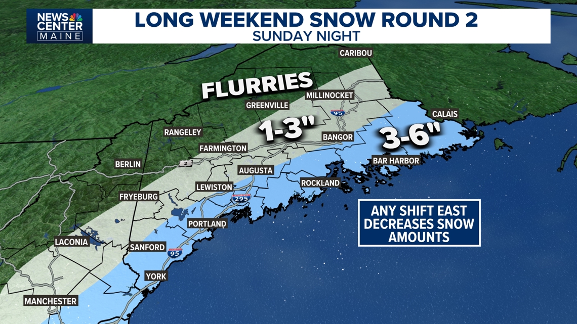 Multiple snow storms hit Maine over holiday weekend