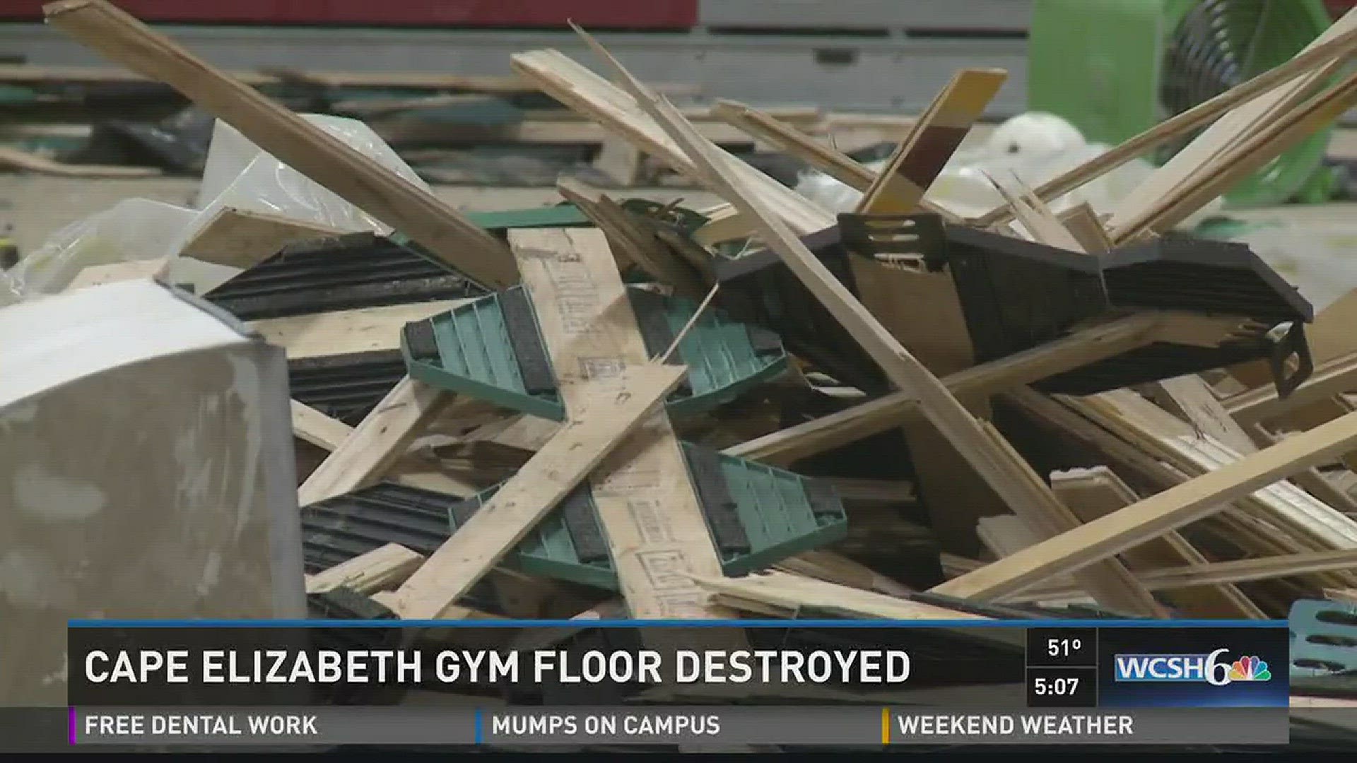 Cape Elizabeth gym floor destroyed