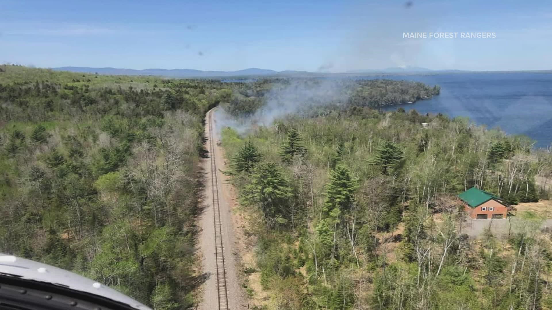 Fires along railroad tracks in Lake View and Knights Landing Friday afternoon drew firefighters from multiple departments, as well as the Maine Forest Service.