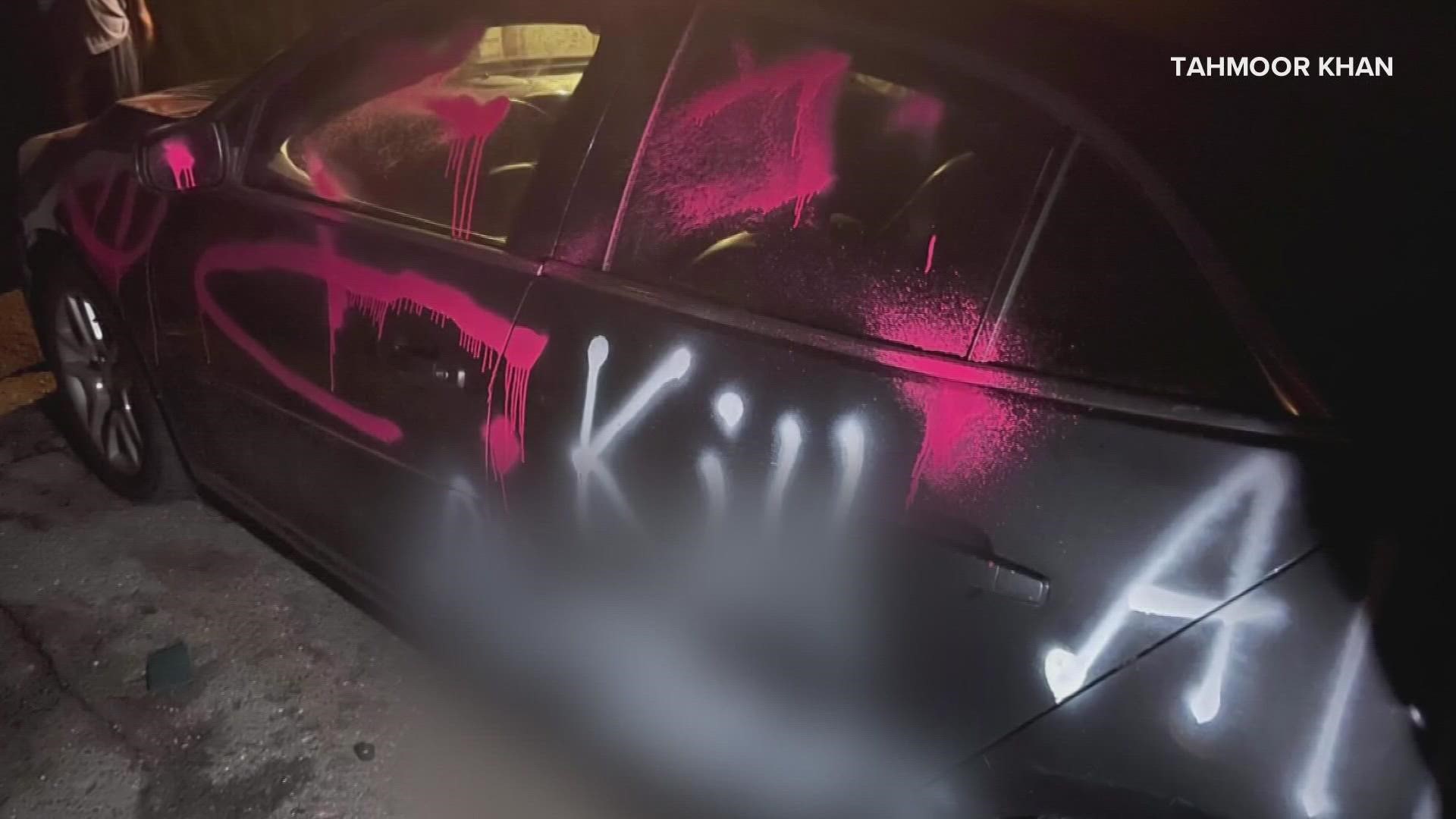 A Pakistani-American man in Bangor alleges that two teenage girls spray-painted his car with racist language on August 20.