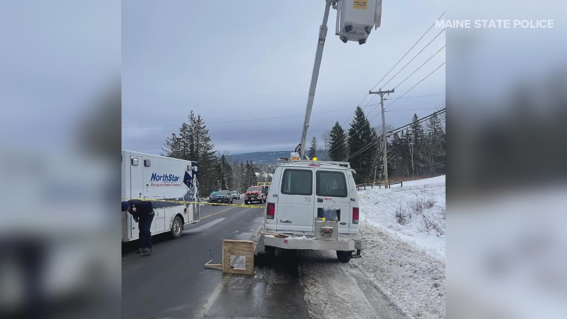 The man died after a bucket truck struck a set of utility wires on Tuesday, police said.