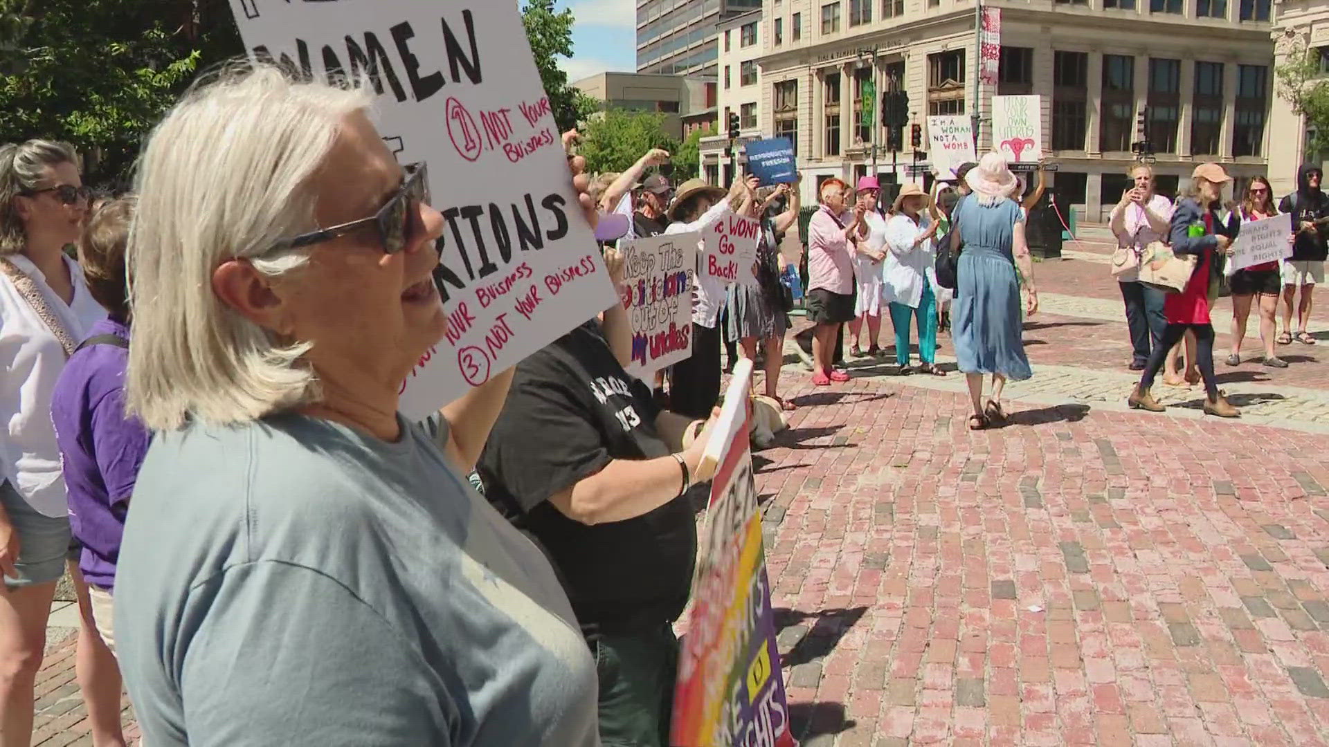 Exactly two years ago the U.S. Supreme Court overturned Roe v Wade. The Maine Democratic Party organized the event. Gov. Janet Mills was among the planned speakers.