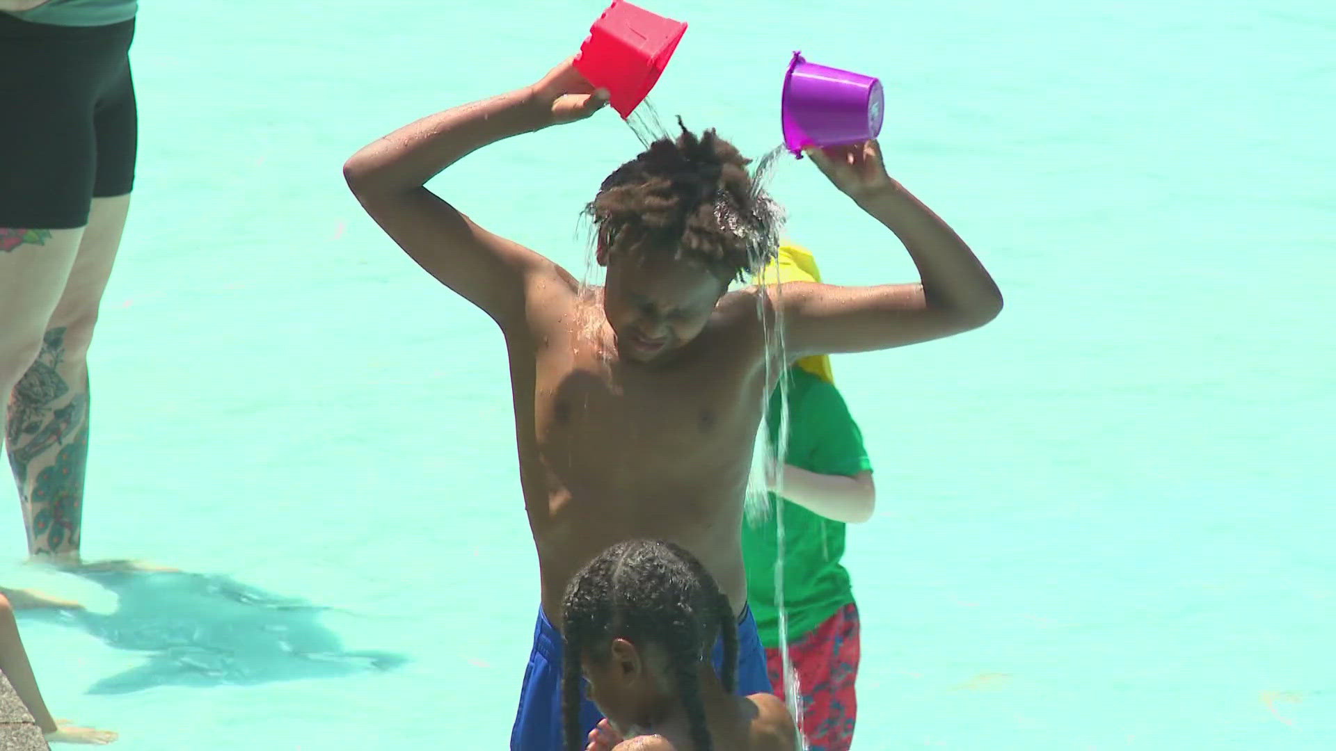 As the heat index soared to triple digits before noon Wednesday, residents and visitors sought refuge from the extreme heat as it blanketed the region.
