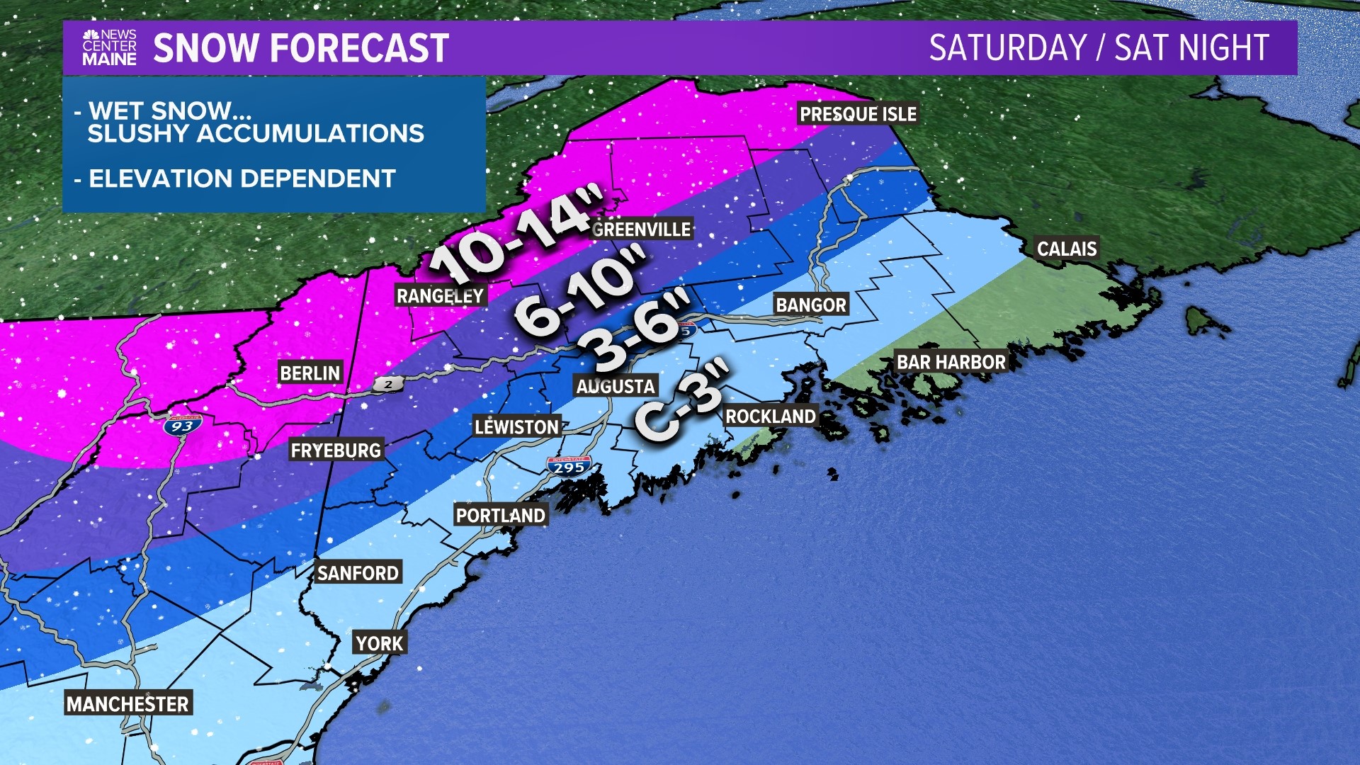 Mountain snow, coastal rain, strong wind in Maine this weekend