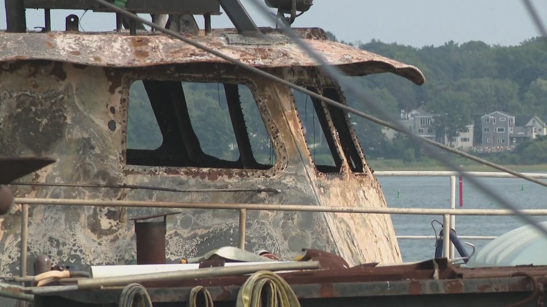 The U.S. Coast Guard confirmed with NEWS CENTER Maine the boat was the same vessel six people abandoned near Portsmouth, New Hampshire on Sunday due to a fire.