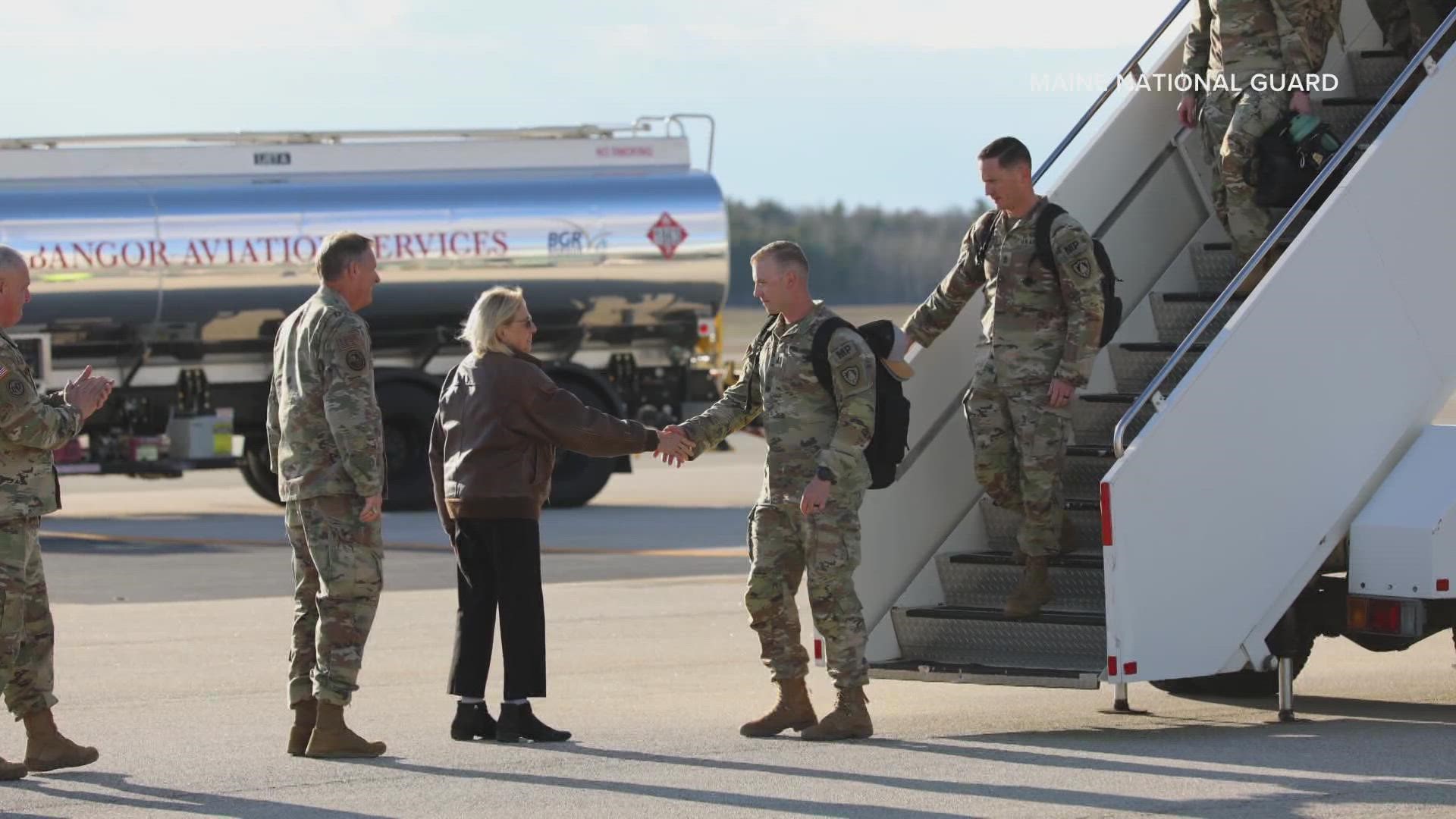 After 13 months, the last group from the 488th Military Police Company arrived in Bangor on Wednesday.