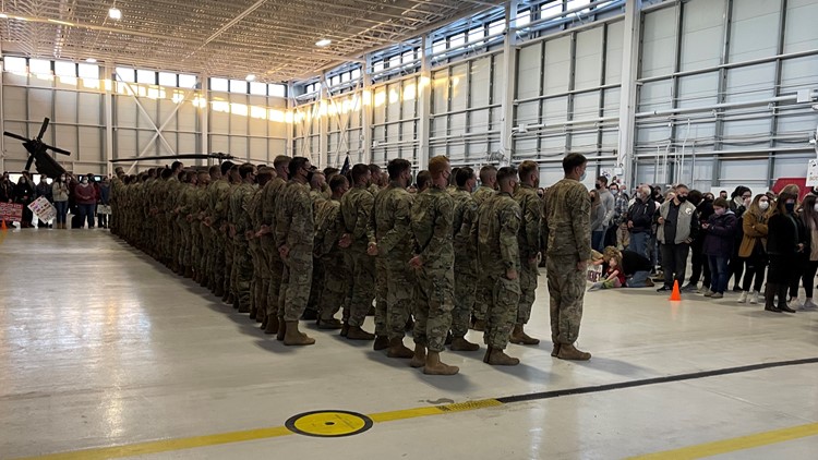 Maine Army National Guard soldiers return home from a 10-month deployment in Africa