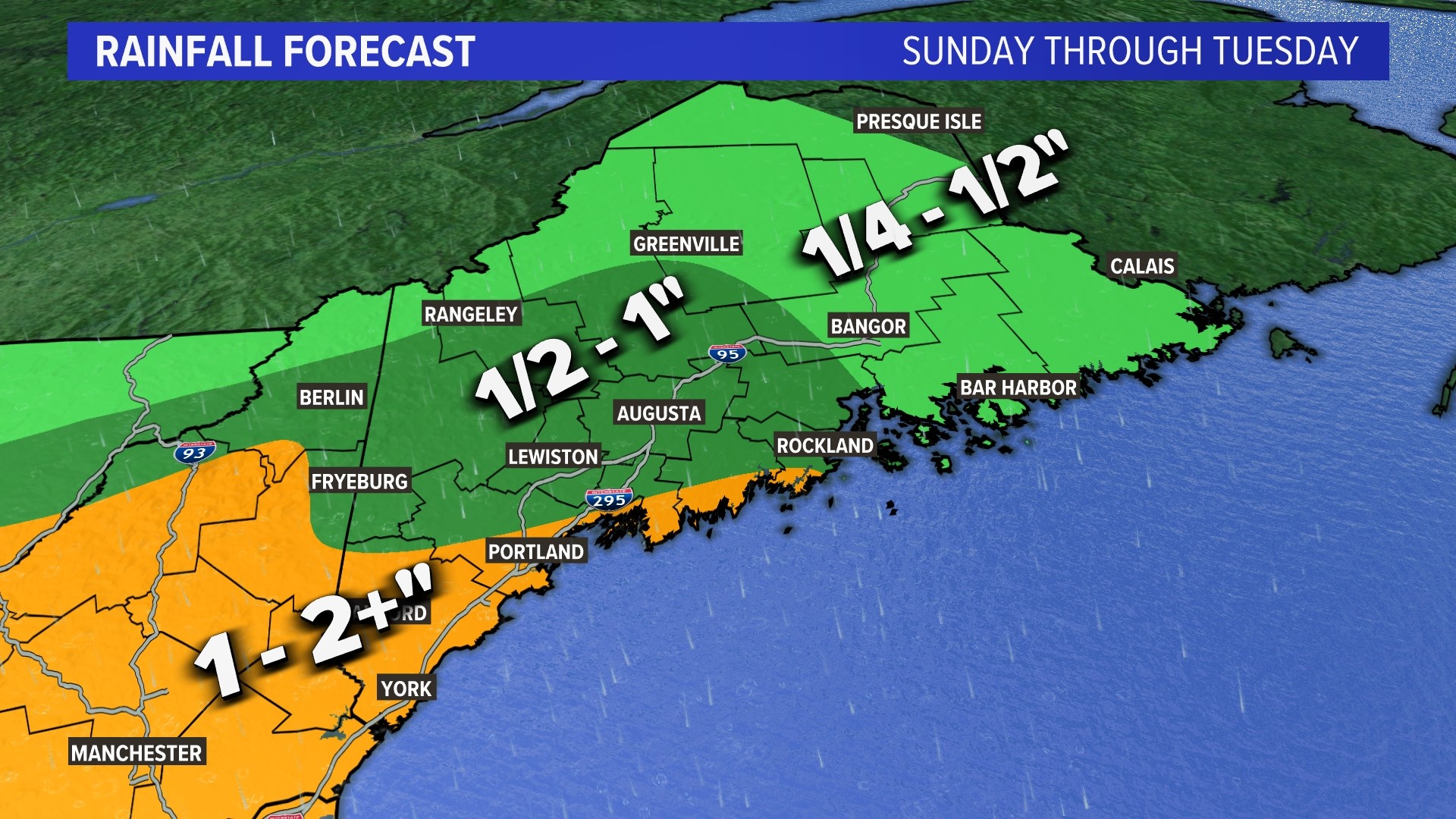 Maine weather forecast Rain to last until middle of the week
