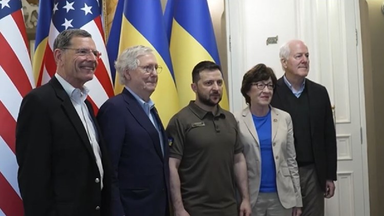 Sen. Collins visits with President Zelenskyy in Ukraine