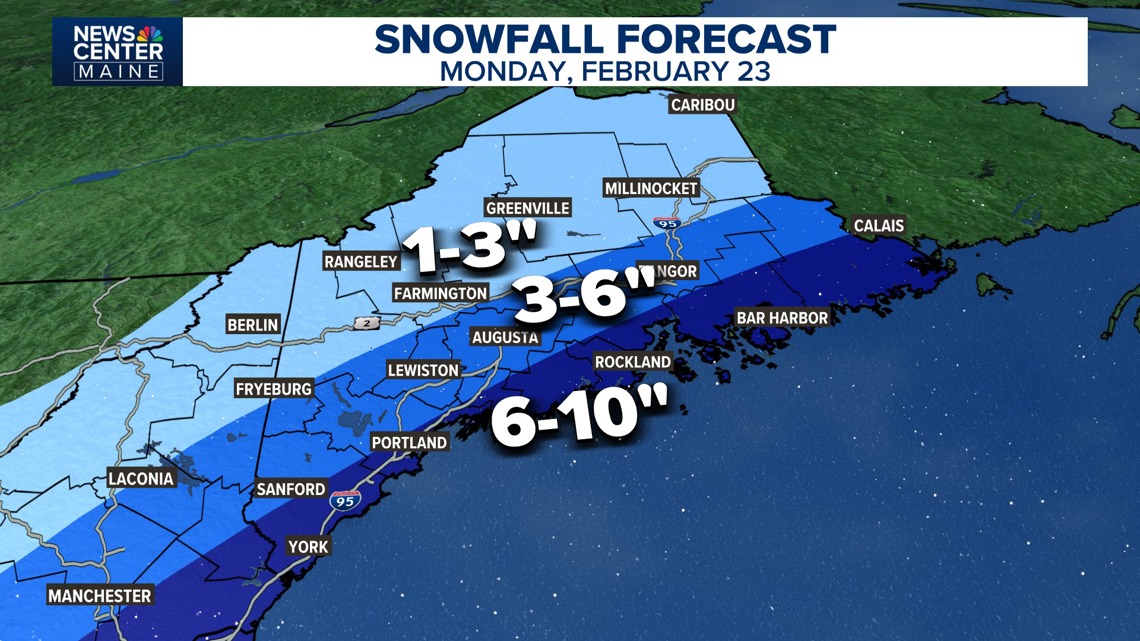 Powerful Nor'easter brings near blizzard conditions to Maine Monday
