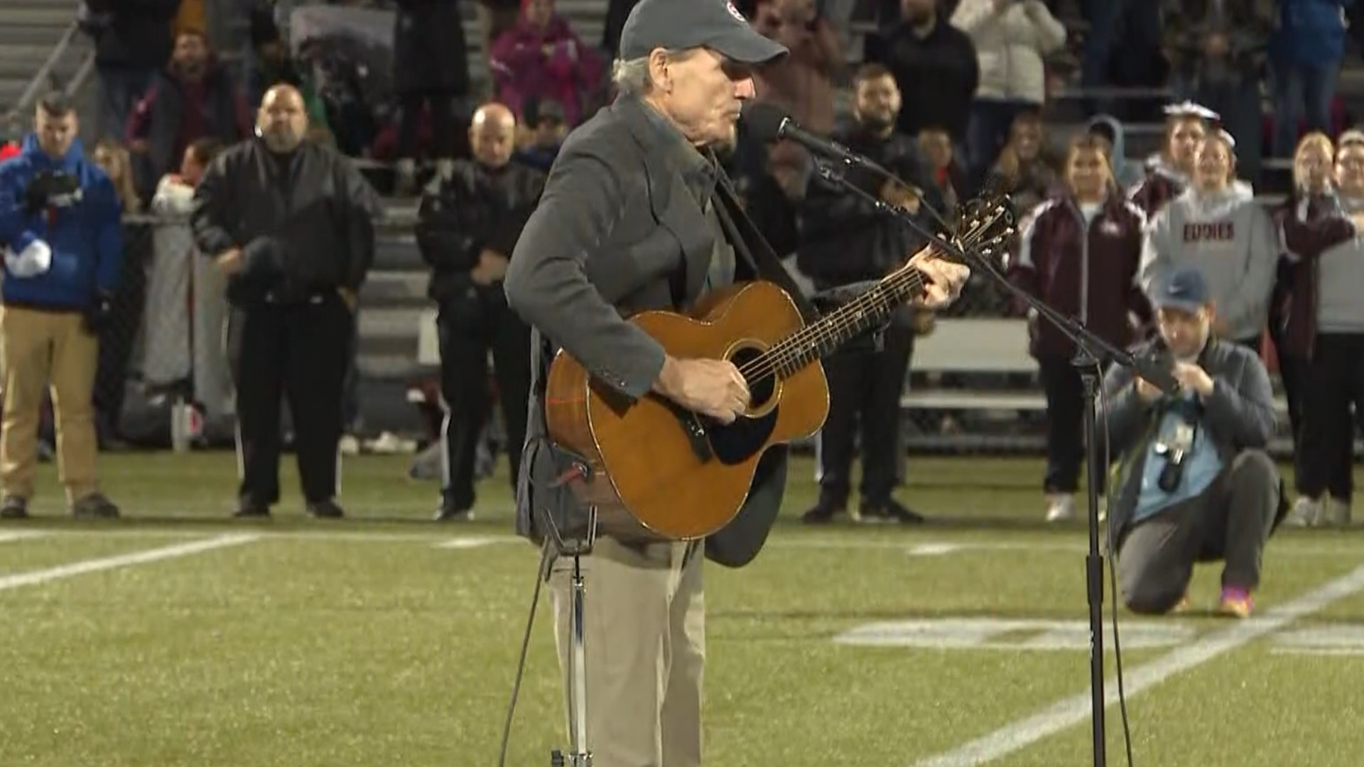 The musician was asked to play before a football game between Lewiston and Edward Little high schools, which took place just one week after a mass shooting.