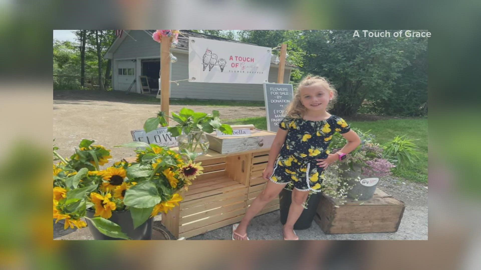 Arabella started two years ago with a modest flower stand, donating all the money she made to charity. This year, she's upping her game with a full shop.