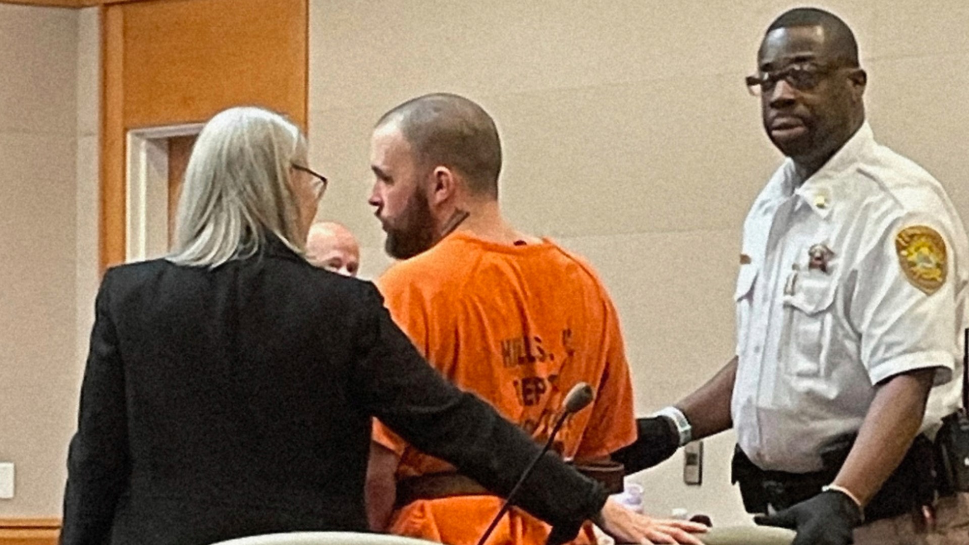 Adam Montgomery, 33, was found guilty of six gun charges in June and was in court Monday to be sentenced for those crimes.