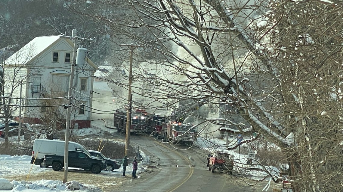 Fire on Main Street in Bowdoinham, Maine
