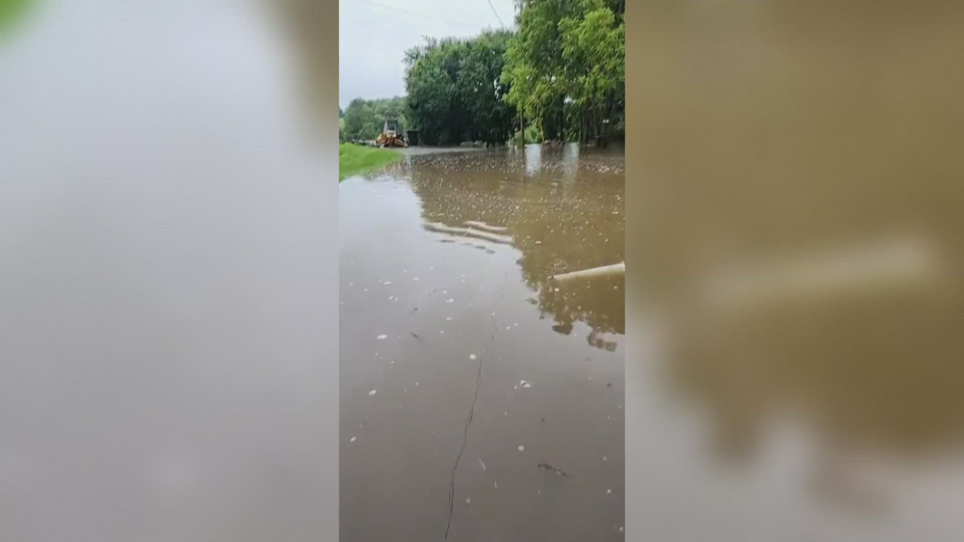 It does, in fact, about sum it up. Glenn Lewis said his farm on East Winthrop has flooded a third time this summer.