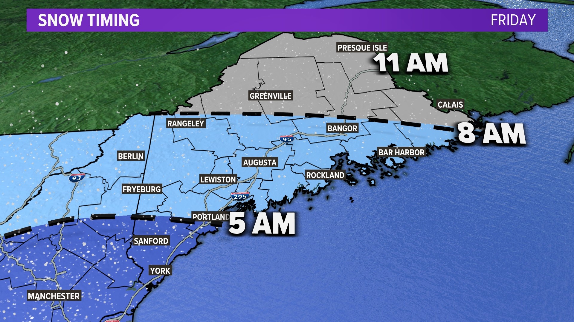 Snow begins early Friday morning, tough commute in Maine ...