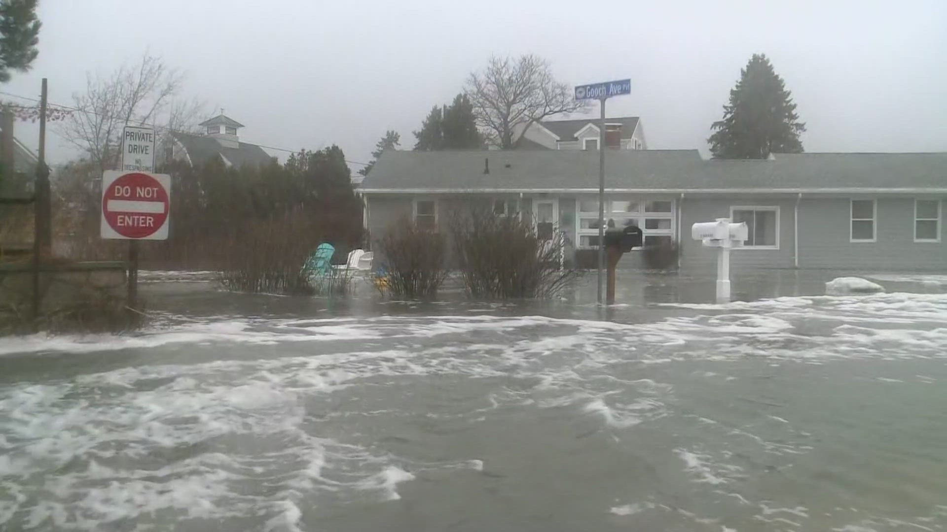 Flood levels in the areas near Gooch's Beach reached dangerous levels, putting some homes there at risk.