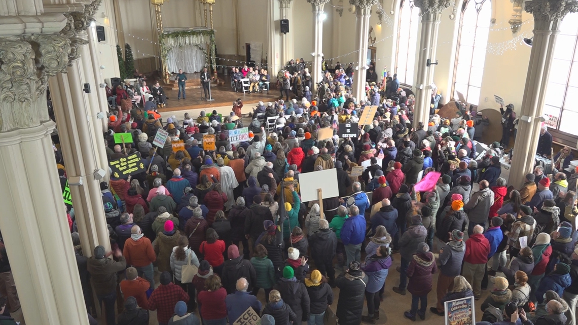 'It puts a target on our backs': Hundreds in Lewiston protest increased ICE operations in Maine